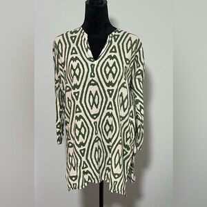 Roberta Roller Rabbit Green and Cream Patterned Tunic